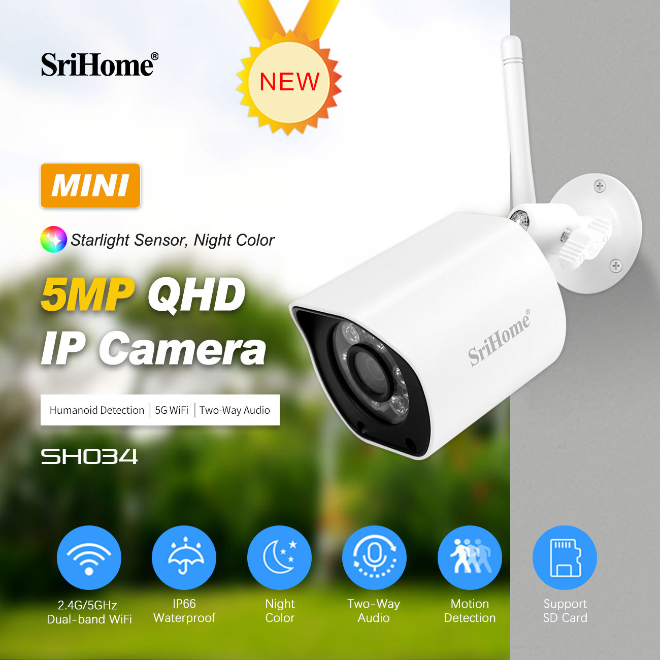 Baby Products Video - 5MP QHD 2.4G&5G SriHome APP SH034