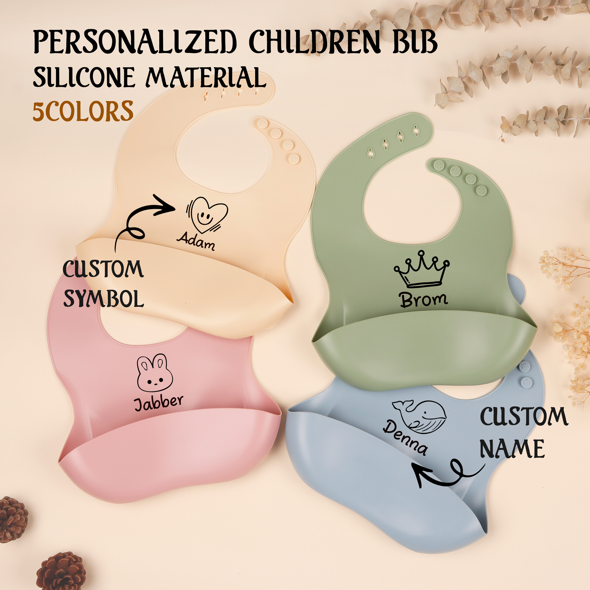 1pc Personalized Bib, Custom B - Silicone Baby Bibs ulasan dan harga