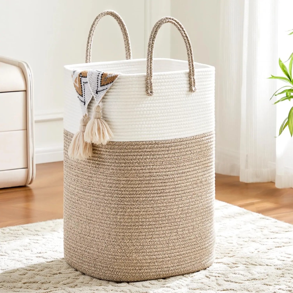 Laundry Basket,Woven Cotton Ro - Baby Products Hamper ulasan dan harga