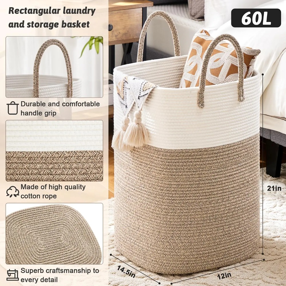 Laundry Basket,Woven Cotton Ro - Baby Products Hamper ulasan dan harga