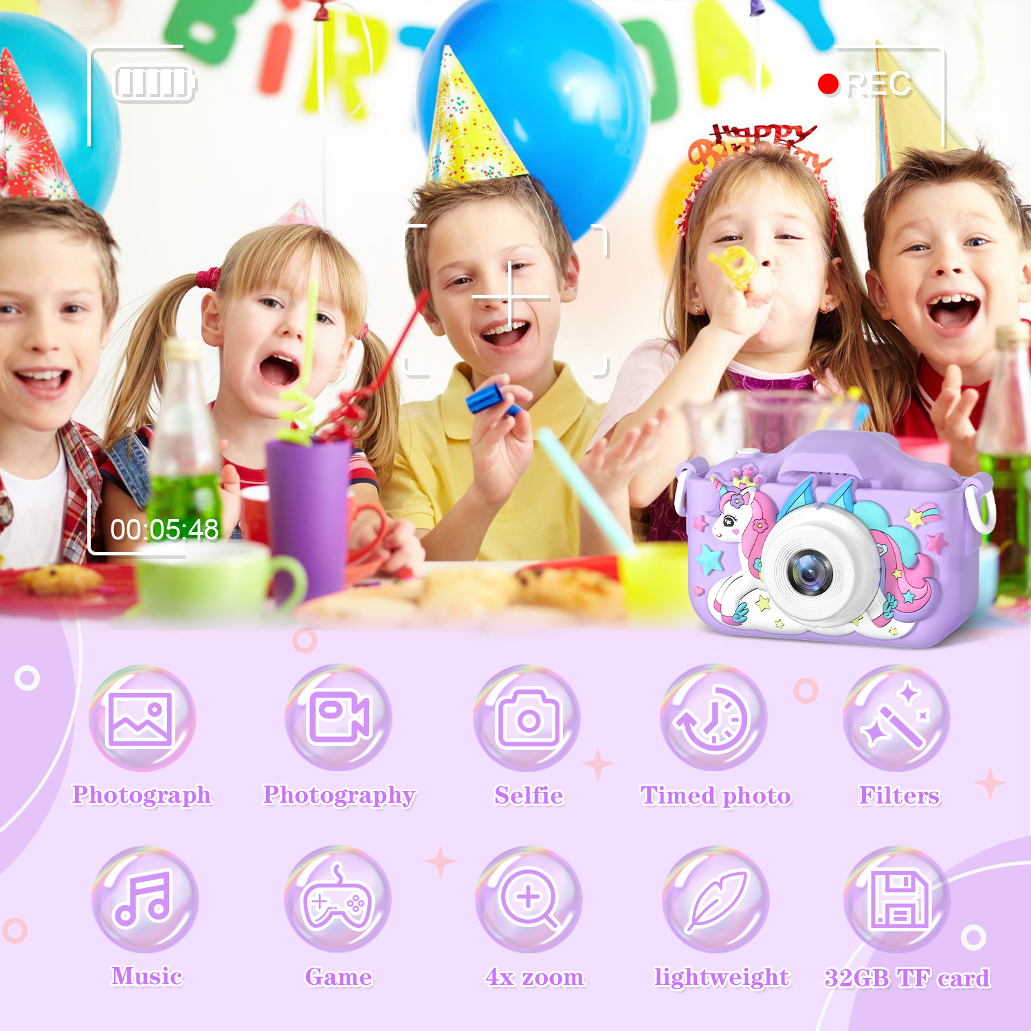 Cute Unicorn Kids Cameras Ages - Baby Products Video ulasan dan harga